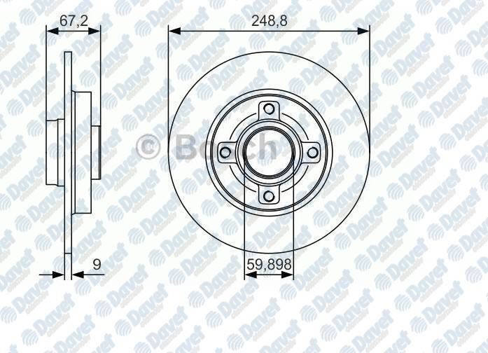 BOSCH 0986479S42 Fren Diski Arka 249mm P307 (T5) (T6) C4 Coupe 1.4 1.6 2.0hdi 05>  ####